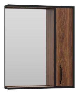 Зеркальный шкаф Misty Кедр 60см правый чёрный/орех